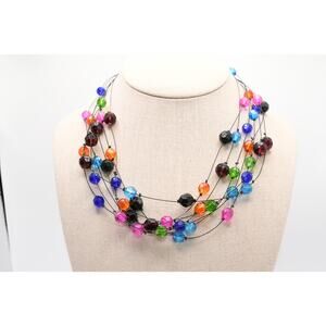 Chico’s Multi Strand Beaded Necklace Dark Wire 20”